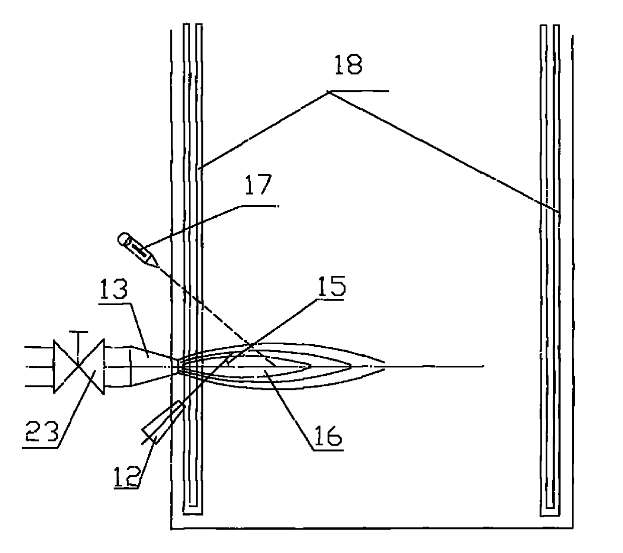 Method and device for improving heat efficiency of combustion furnace by oxygen-rich partial oxygen-enriched jet flow combustion supporting