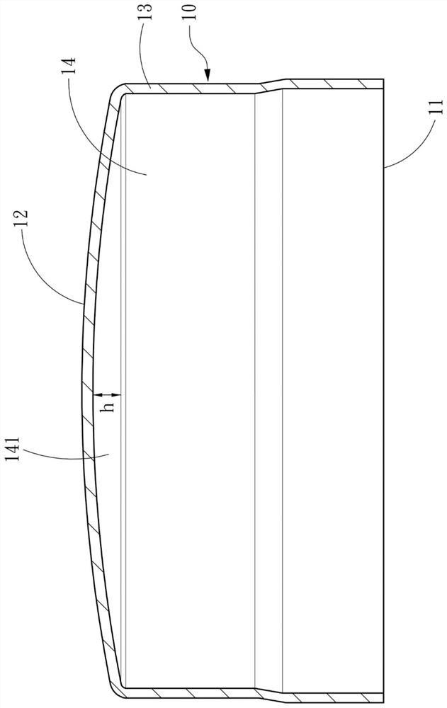 Cambered surface shell of button type lithium secondary battery