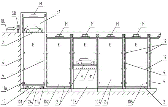 Carrying trolley for parking equipment