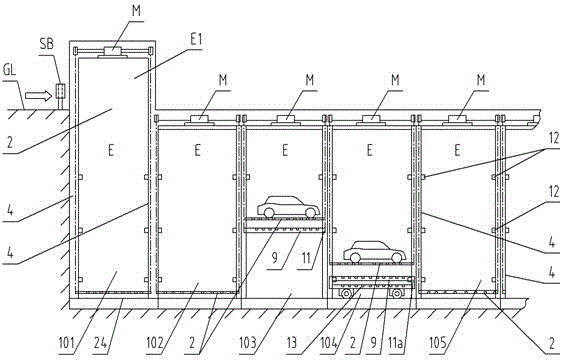 Carrying trolley for parking equipment