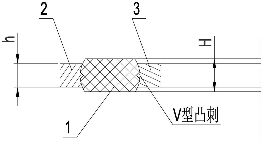 Flexible graphite gasket with V-shaped with inner ring and outer ring with V-shaped protrusions