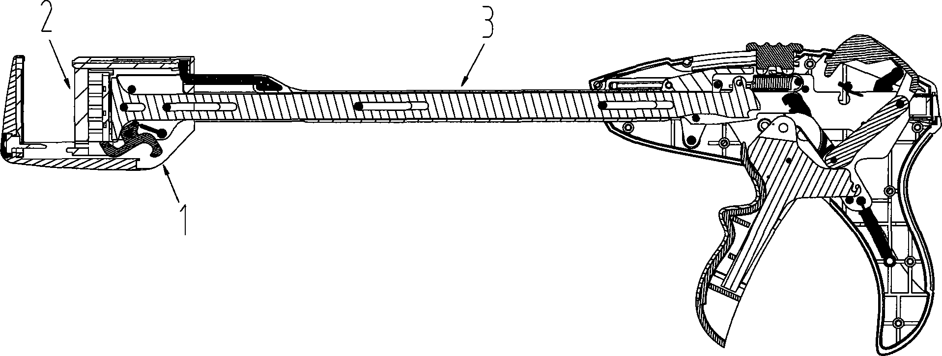 Surgical stitching instrument with safety device