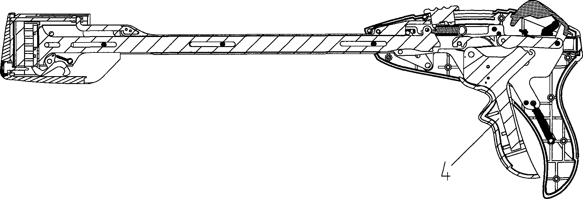 Surgical stitching instrument with safety device