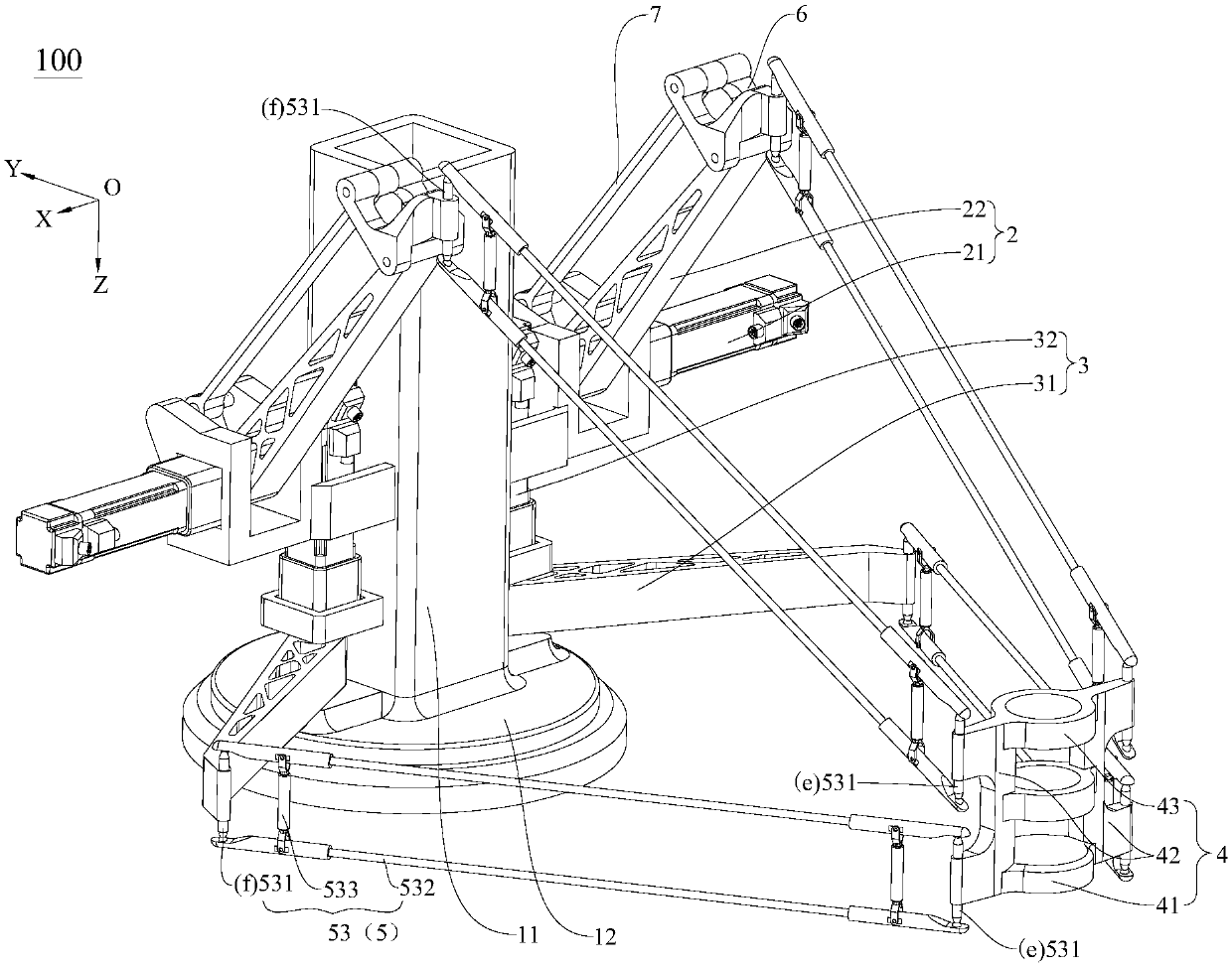 Four-freedom-degree cylindrical coordinate parallel robot