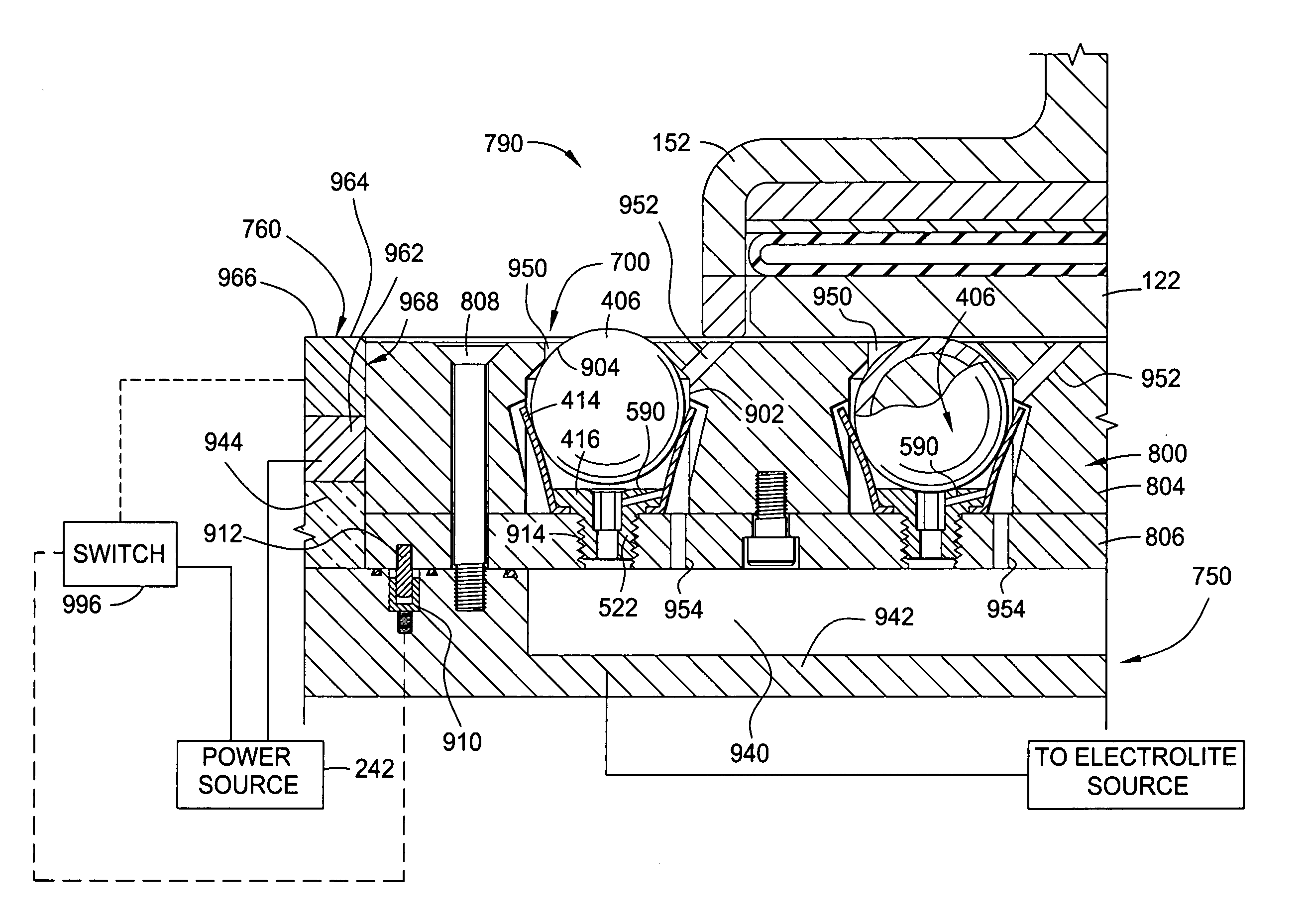 Contact assembly and method for electrochemical mechanical processing