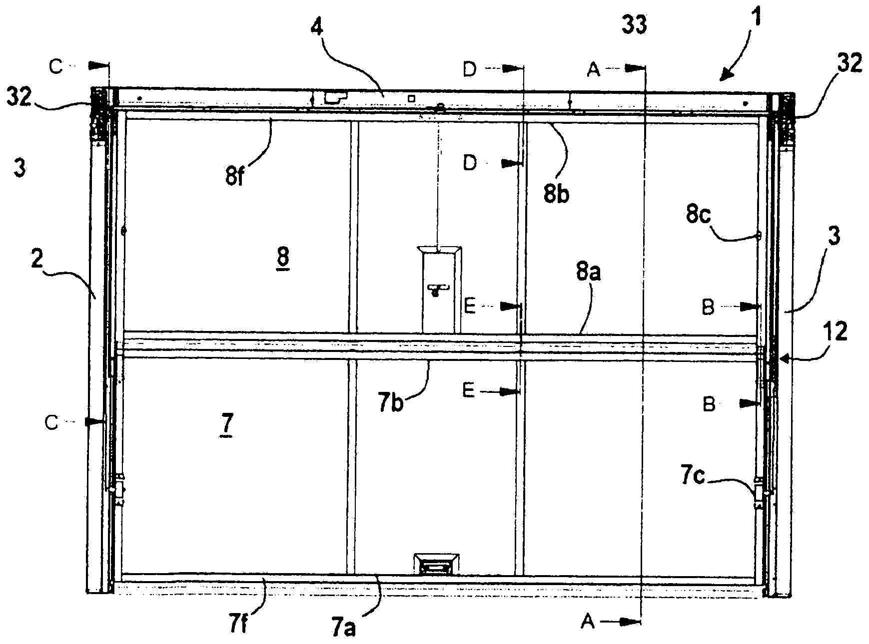 Sectional door particularly for garage