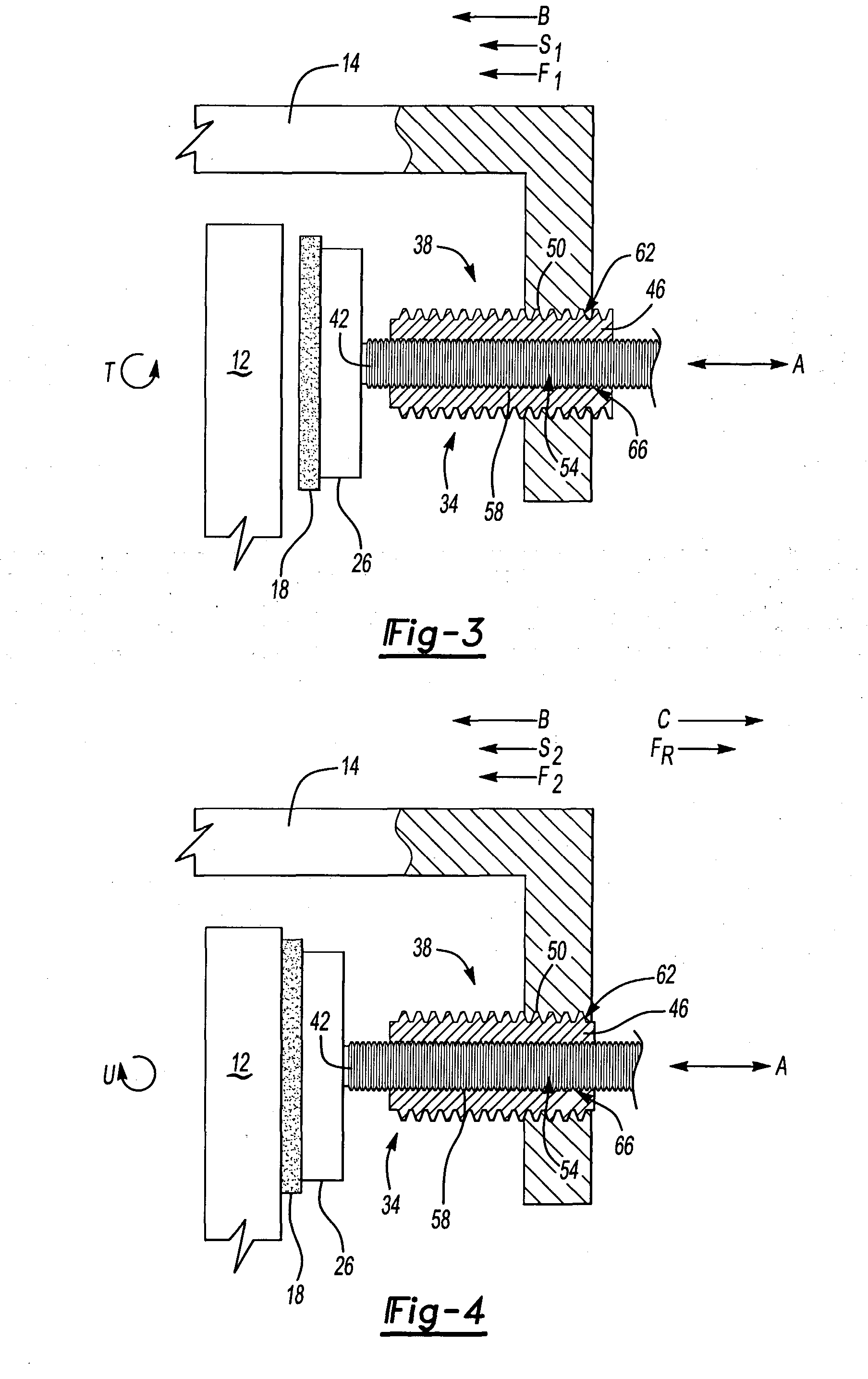 Multiple ball screw assembly with differing pitch used to optimize force and displacement of brake actuator