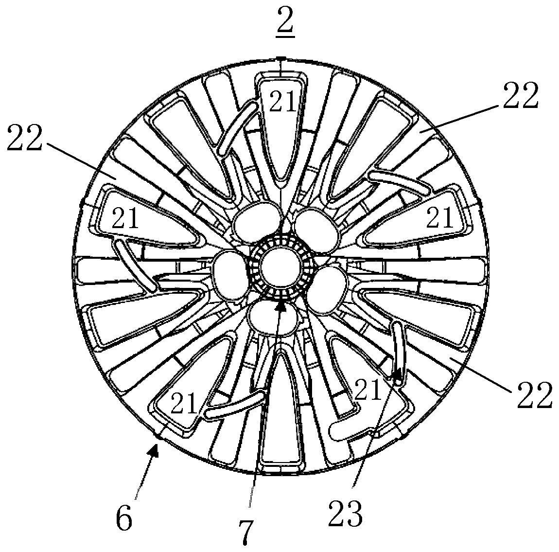 Active opening and closing hub structure and car