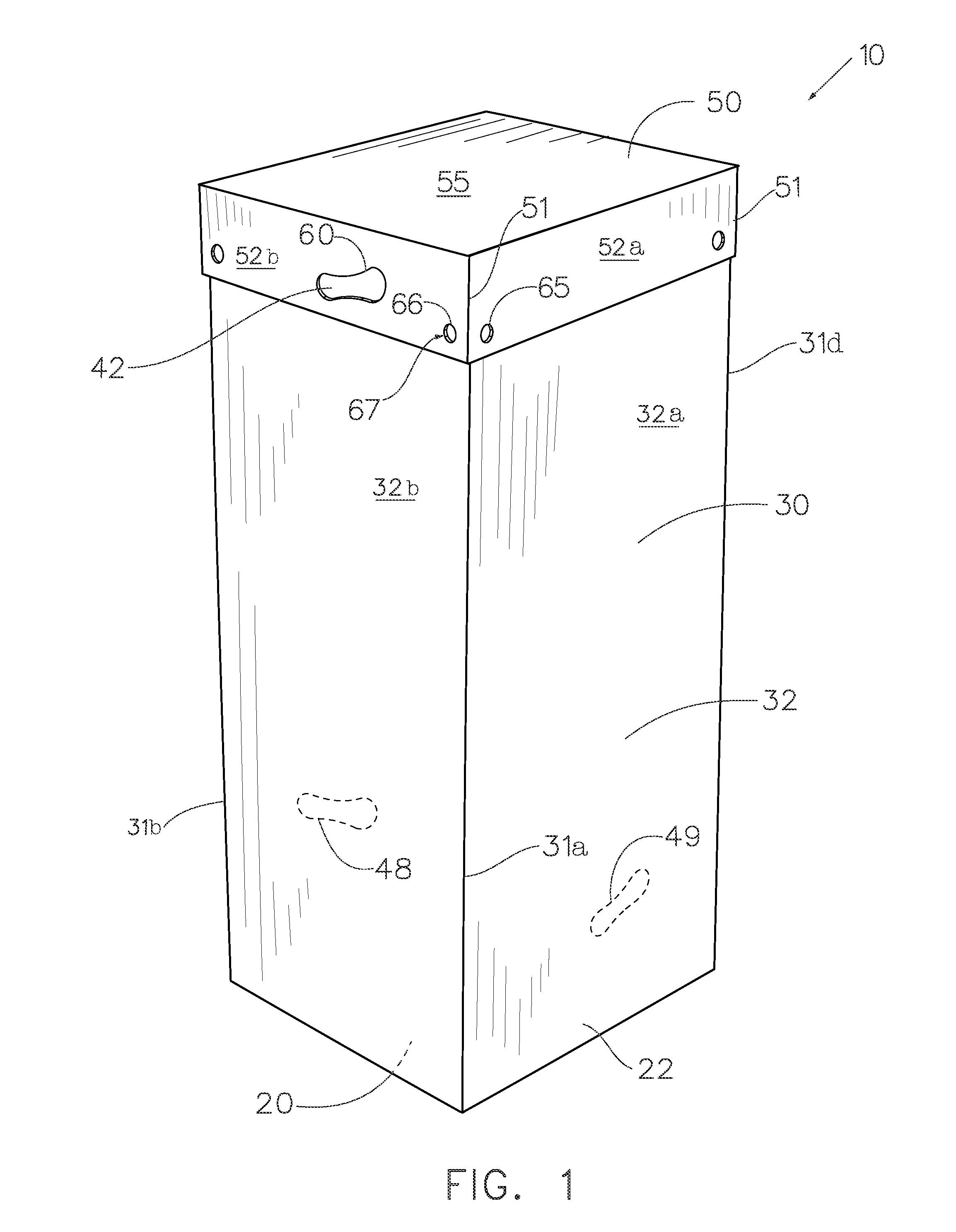 Shipping container with grips and locking ports