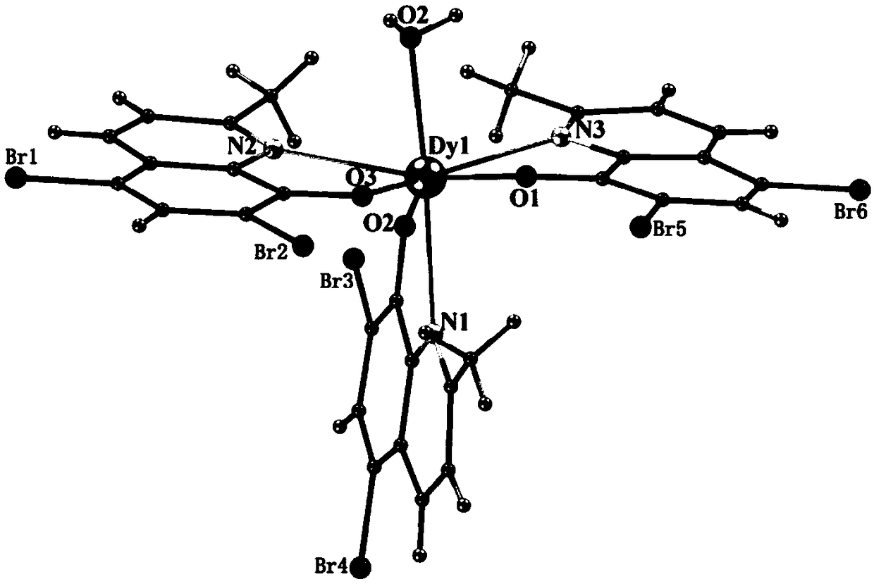 Mononuclear dysprosium complex based on 2-methyl-5,7-dibromo-8-hydroxyquinoline as a ligand and its preparation method and application