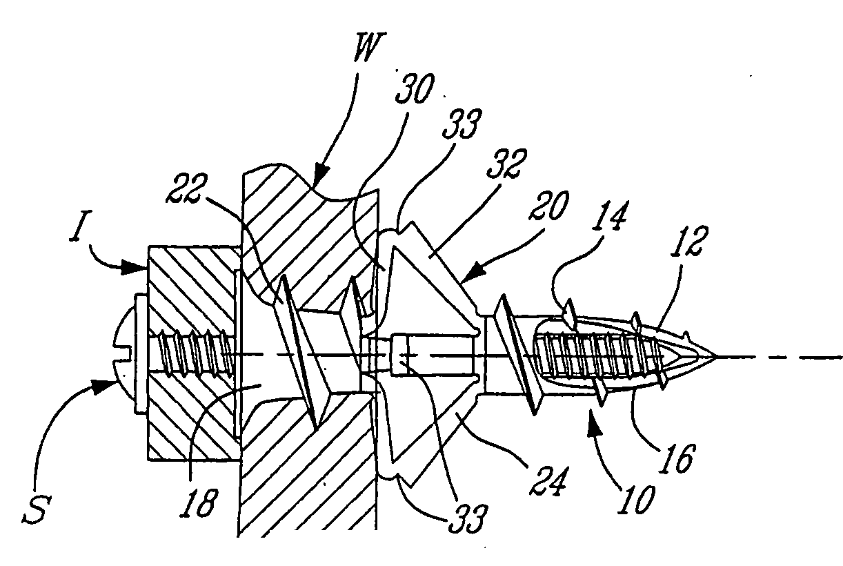 Anchor for hollow walls