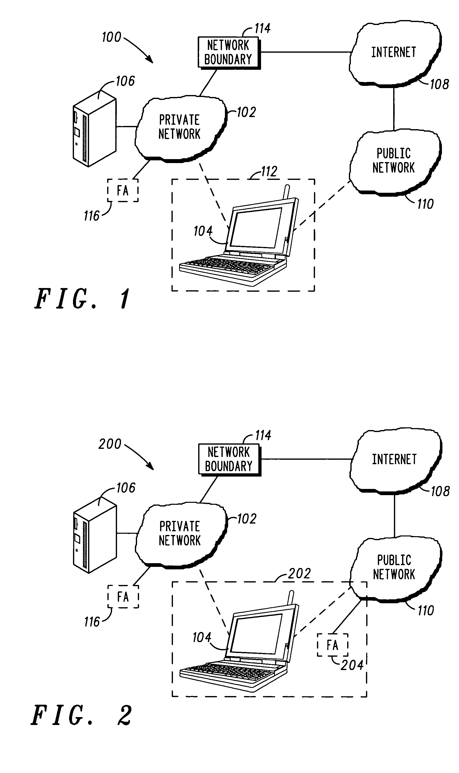 Method and apparatus for a mobile device to address a private home agent having a public address and a private address