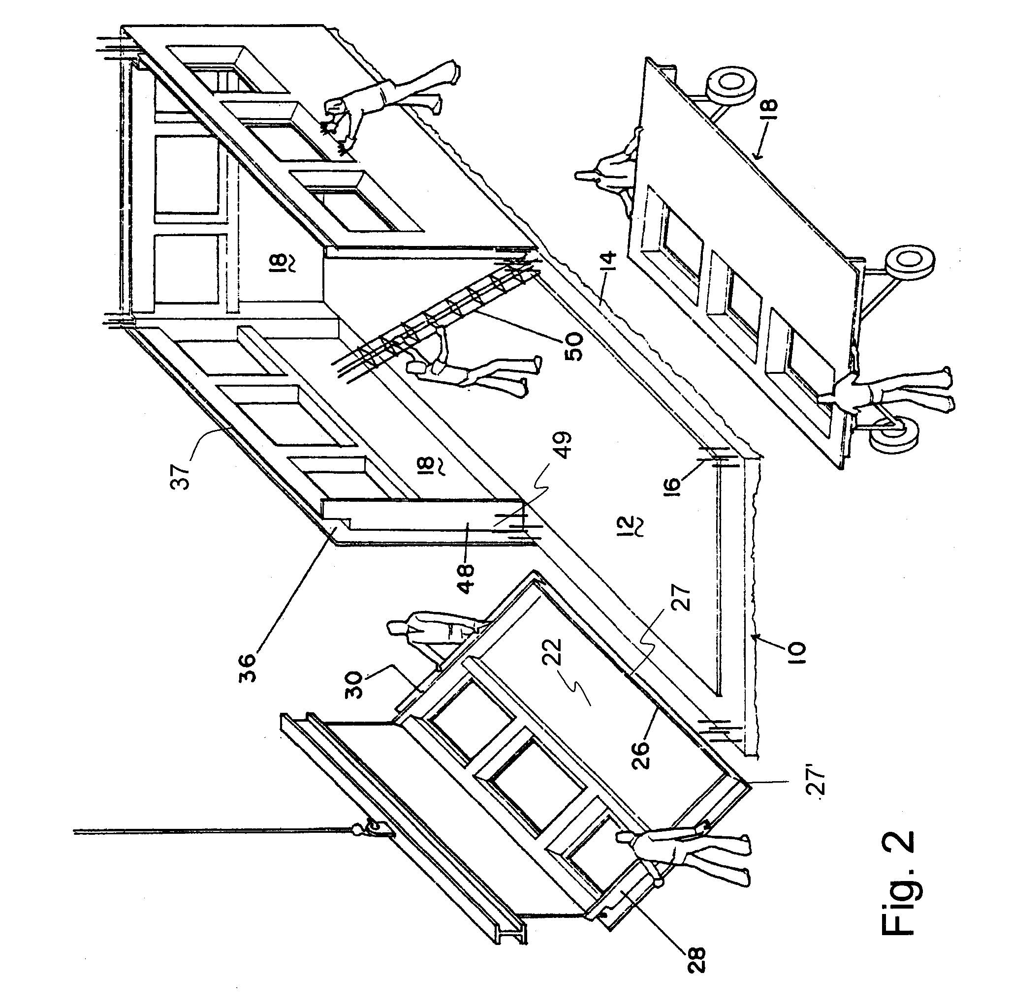 Modular system of permanent forms for casting reinforced concrete buildings on site