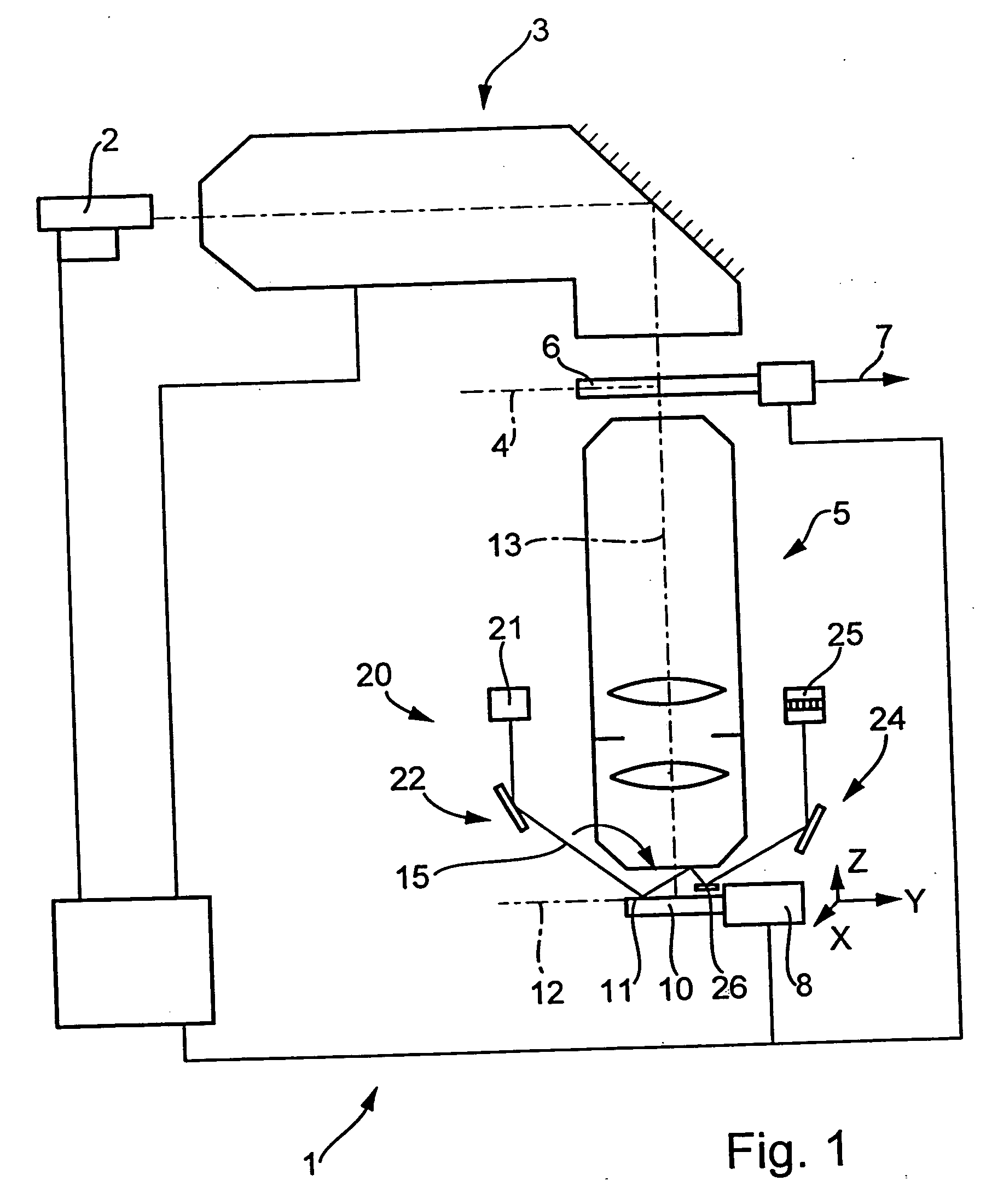 Method for optically detecting deviations of an image plane of an imaging system from the surface of a substrate