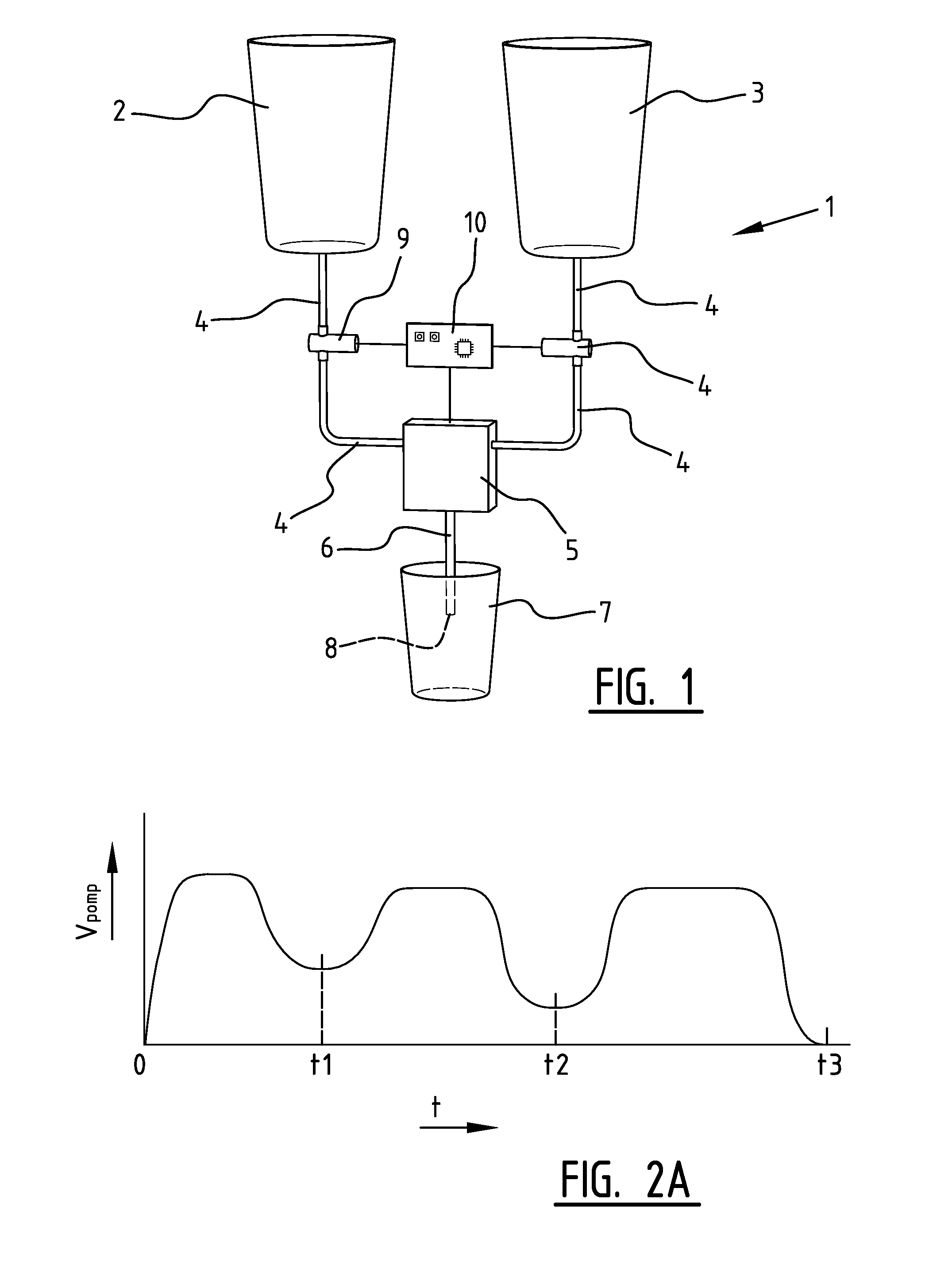 Injecting device and method of filling a holder with separated liquid layers