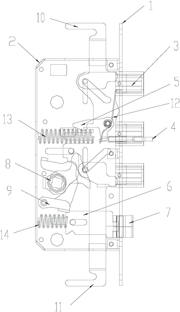 Automatic lock body with separated upper lock catch and anti-swing bolt