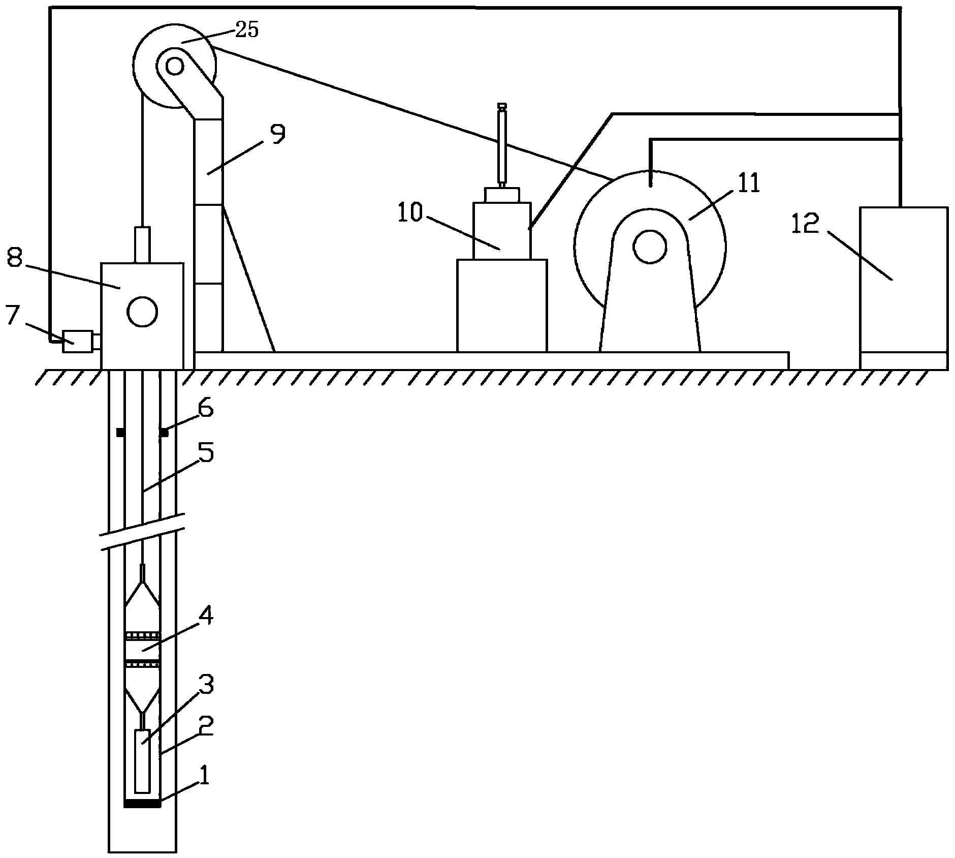 Low-yield well numerically controlled oil pipe oil bailing device and oil bailing method