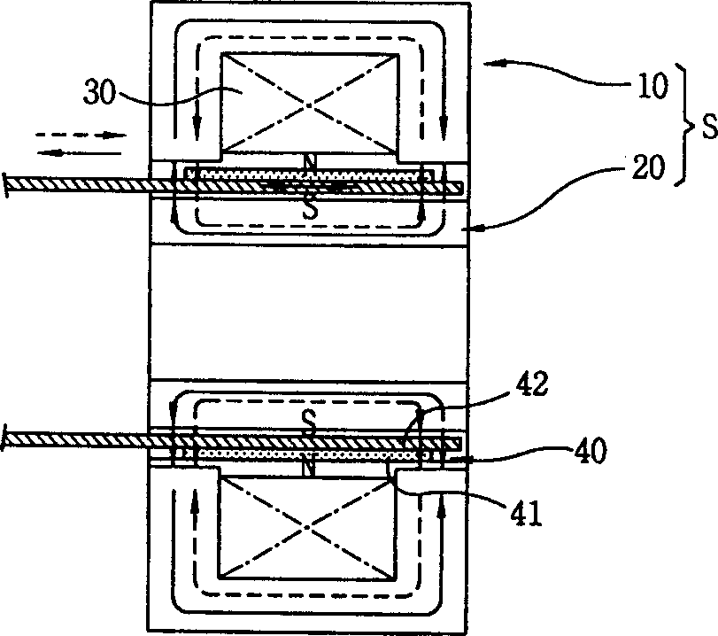 Laminated iron core fixing structure of reciprocating movement motor