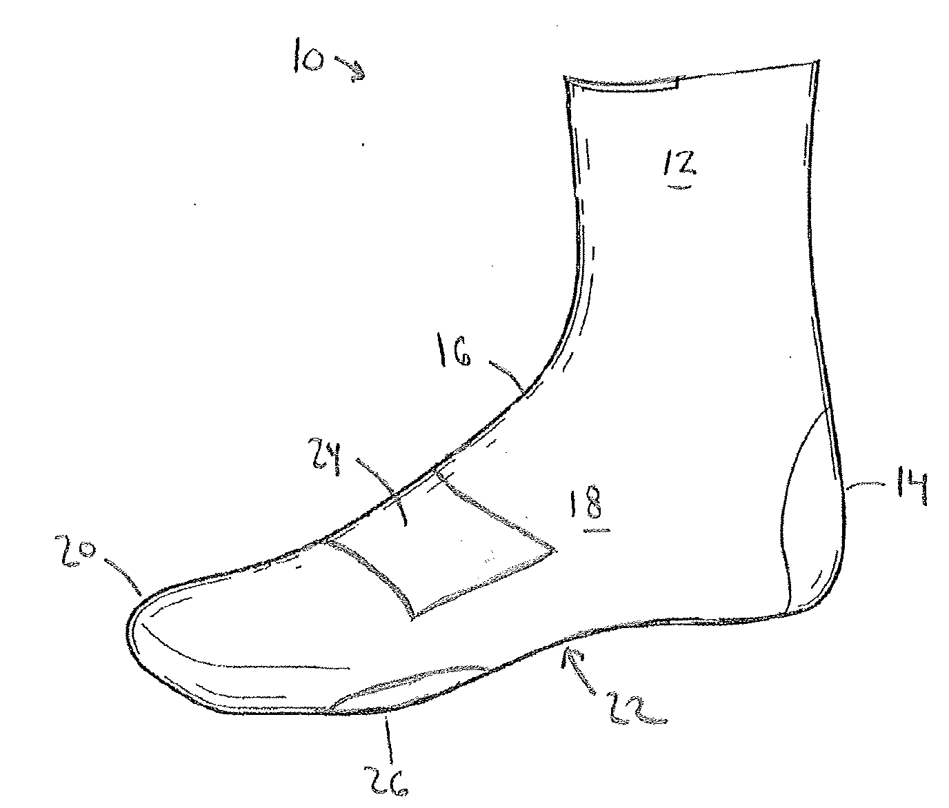 Socks and other footwear with selective friction reducing features