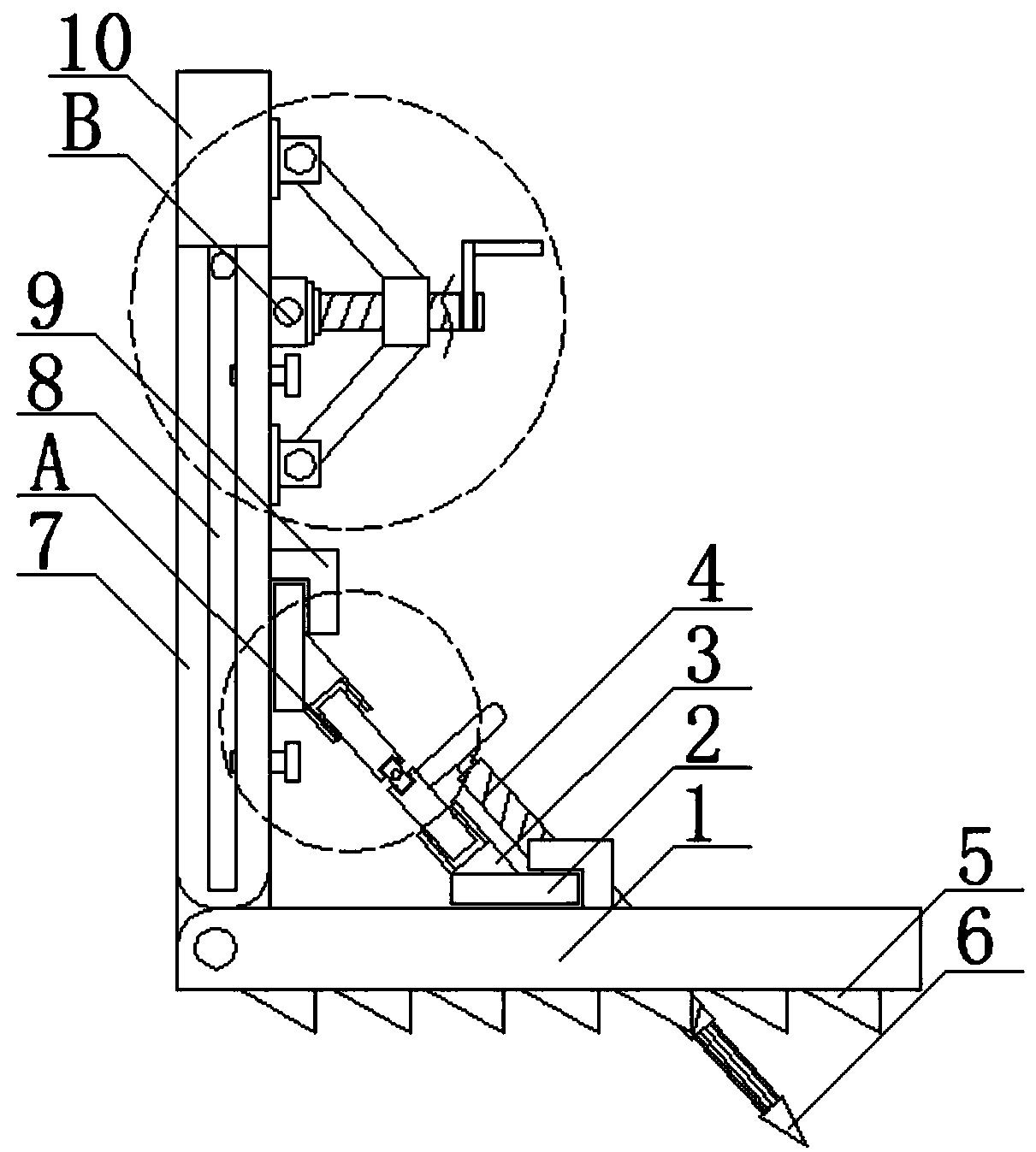 Foundation pit support structure with tunnels on side walls of foundation pits