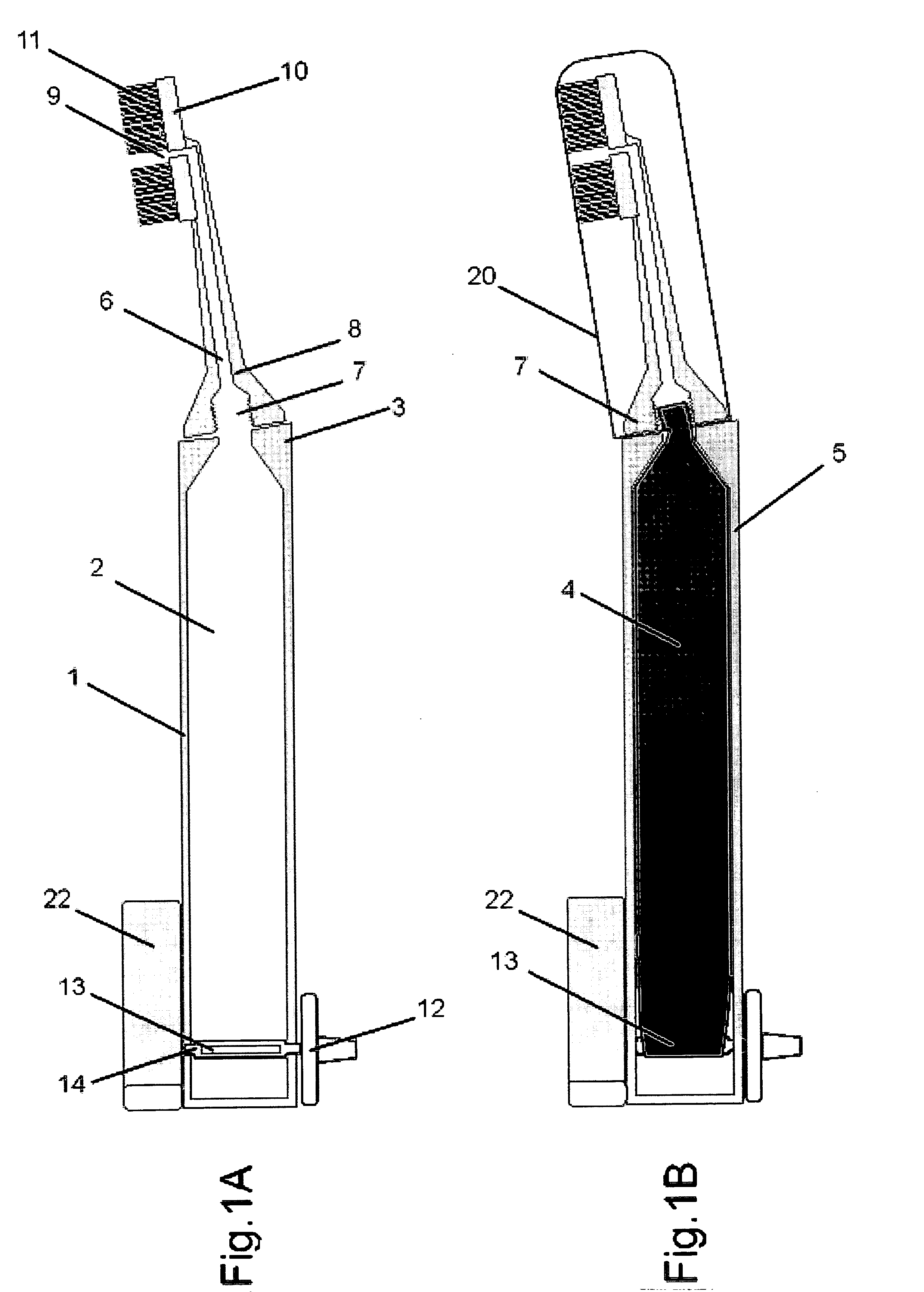 Reusable compactable toothbrush assembly with disposable toothpaste, dental floss and tongue cleaner