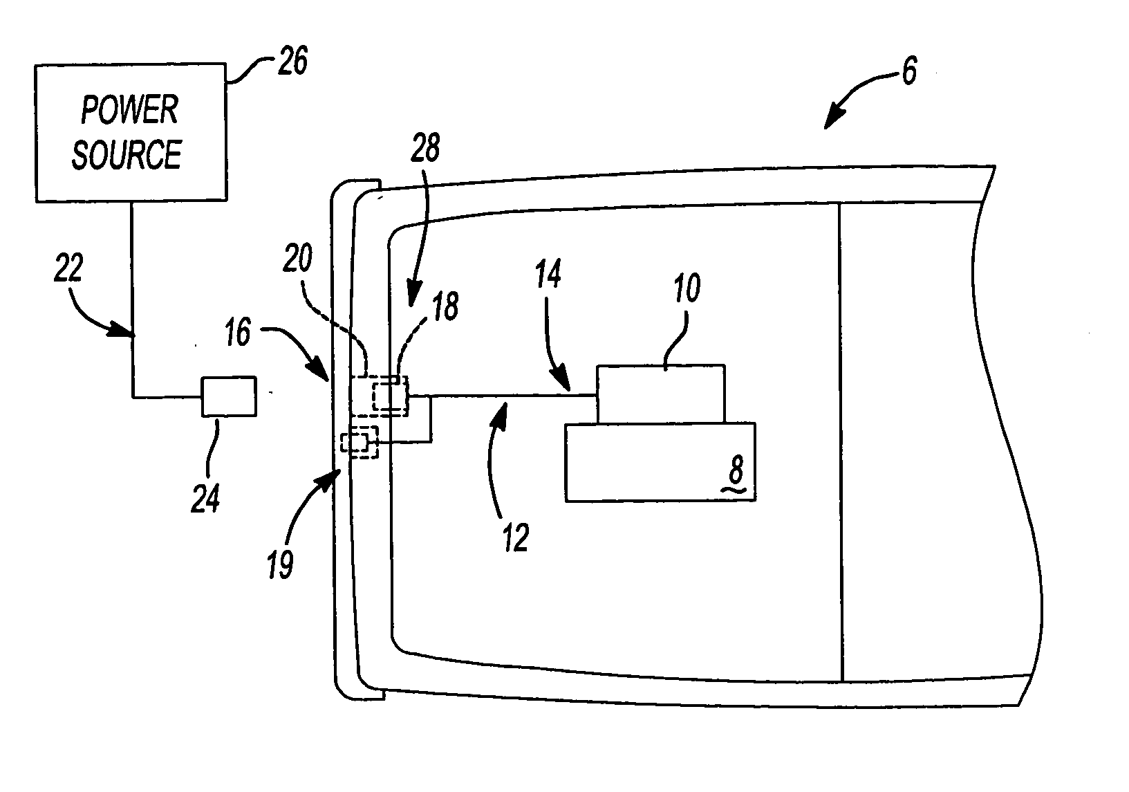 Cab receptacle with indicator light