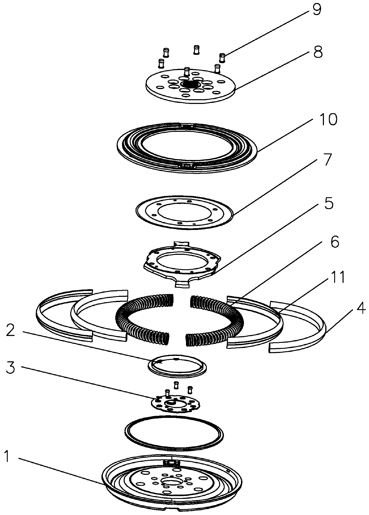 A kind of arc spring shock absorber