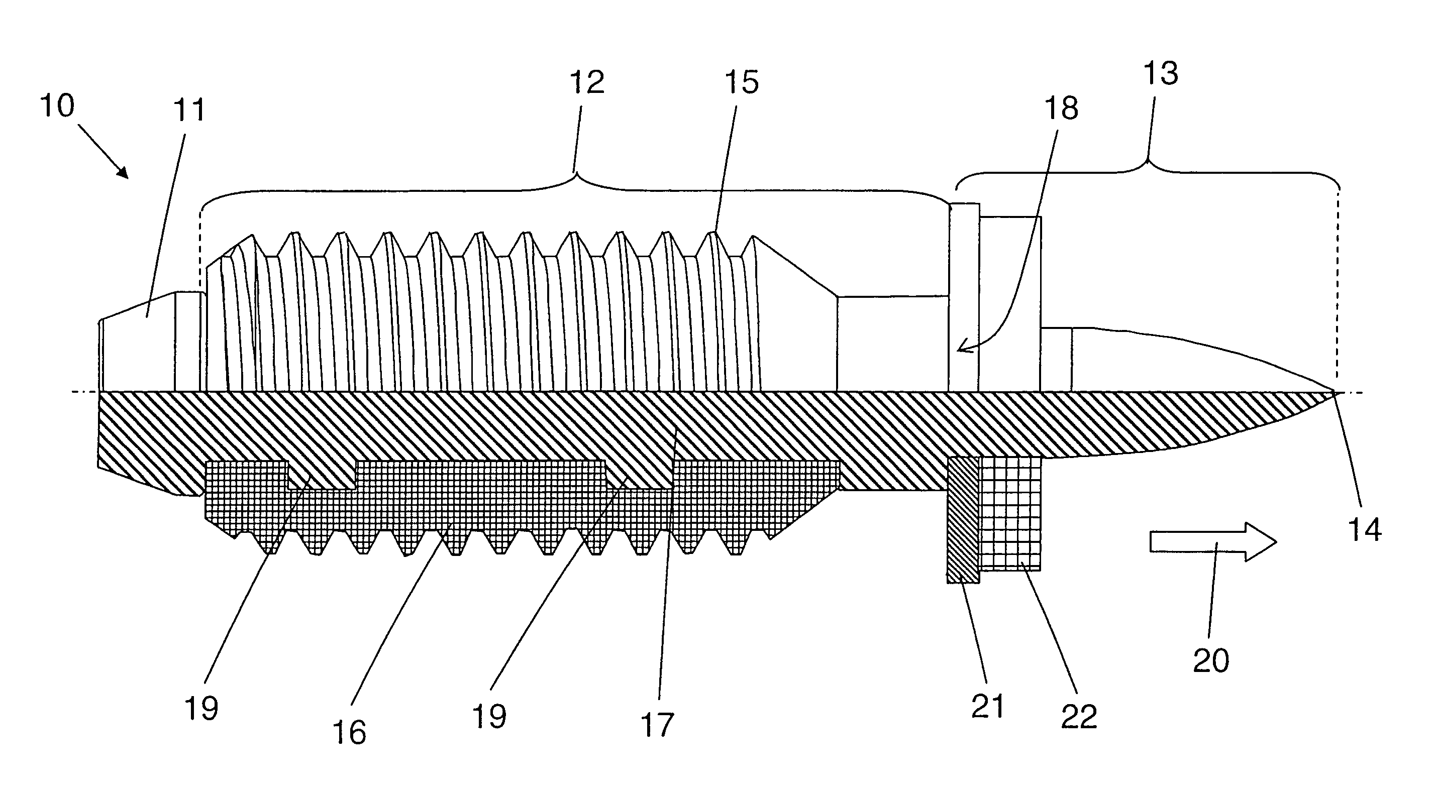 Threaded bolt