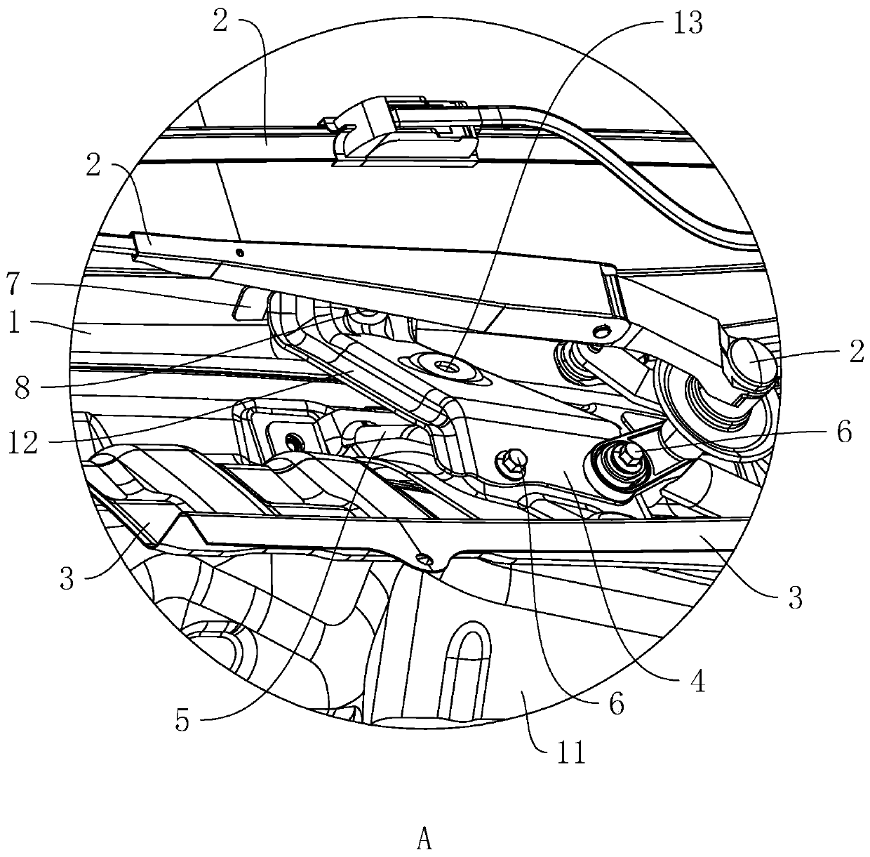 Vehicle front windscreen wiper mounting structure and front windscreen wiper system