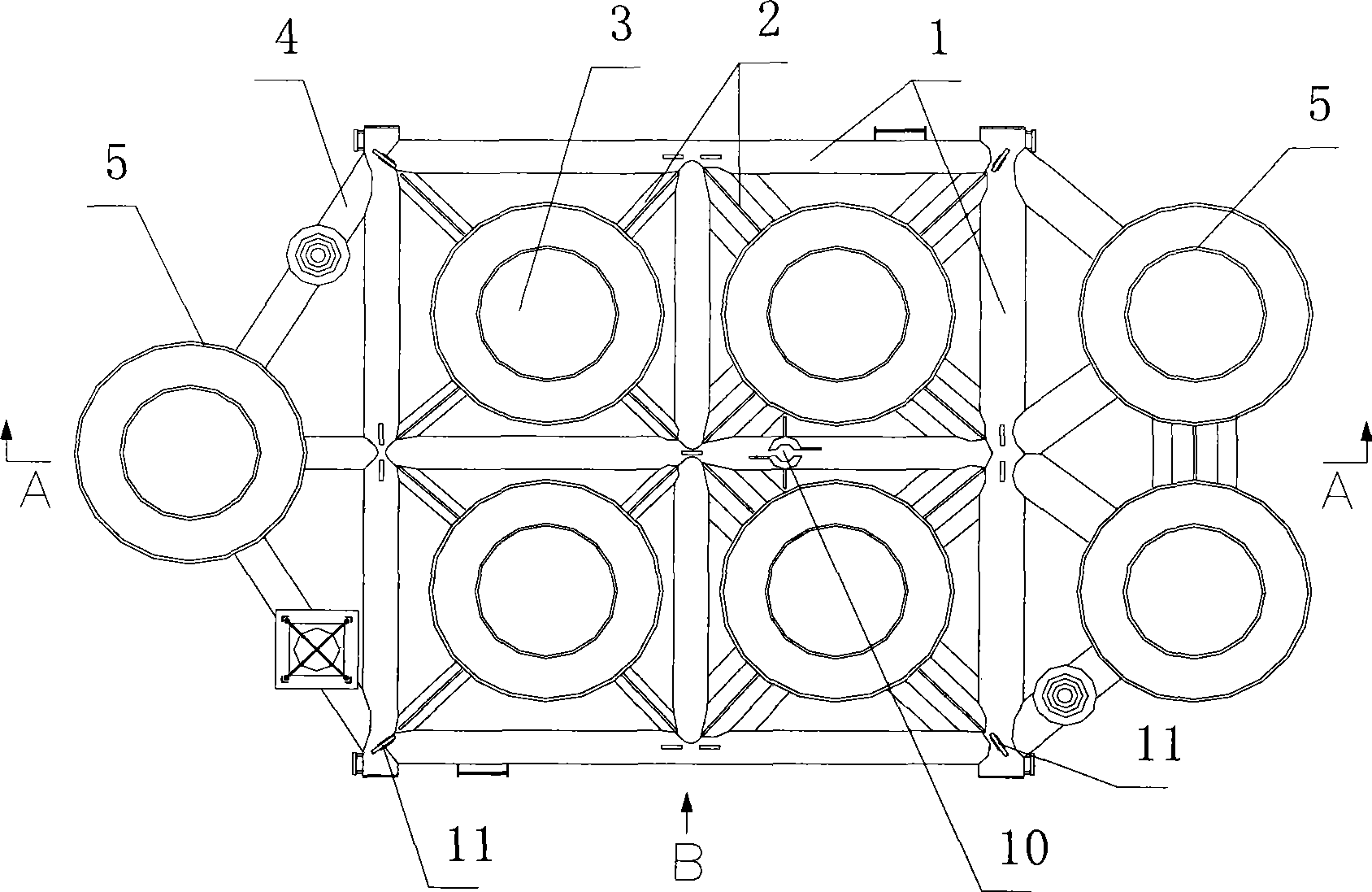 Down-in type marginal oil field underwater drilling basal disc for drilling ship and manufacture and installation method