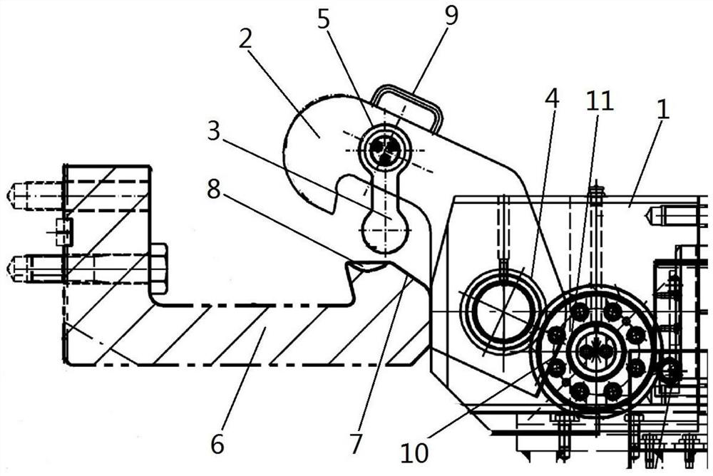 Automatic unhooking and hooking device for roll change of horizontal mill and unhooking and hooking method