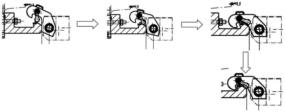 Automatic unhooking and hooking device for roll change of horizontal mill and unhooking and hooking method