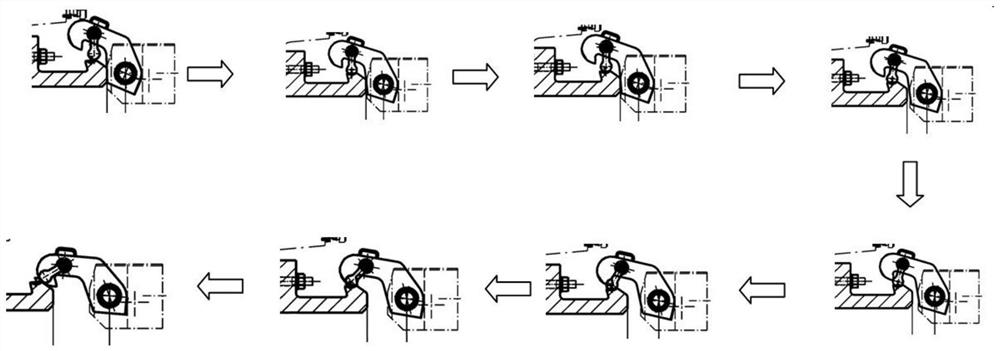 Automatic unhooking and hooking device for roll change of horizontal mill and unhooking and hooking method