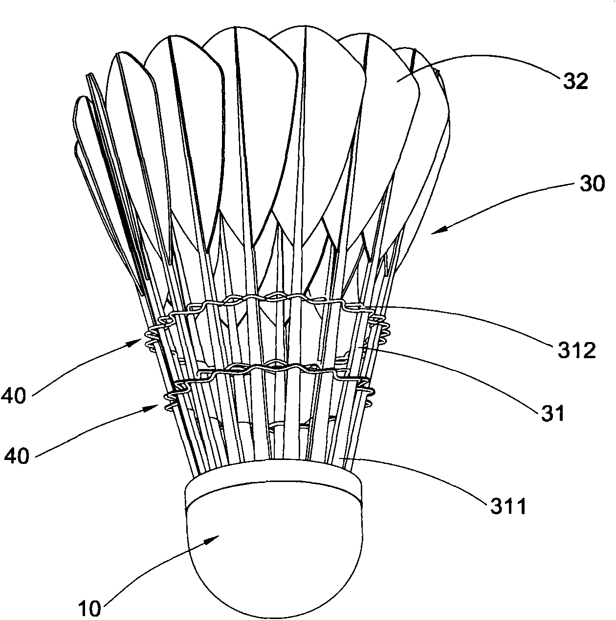 Connecting device of badminton ball