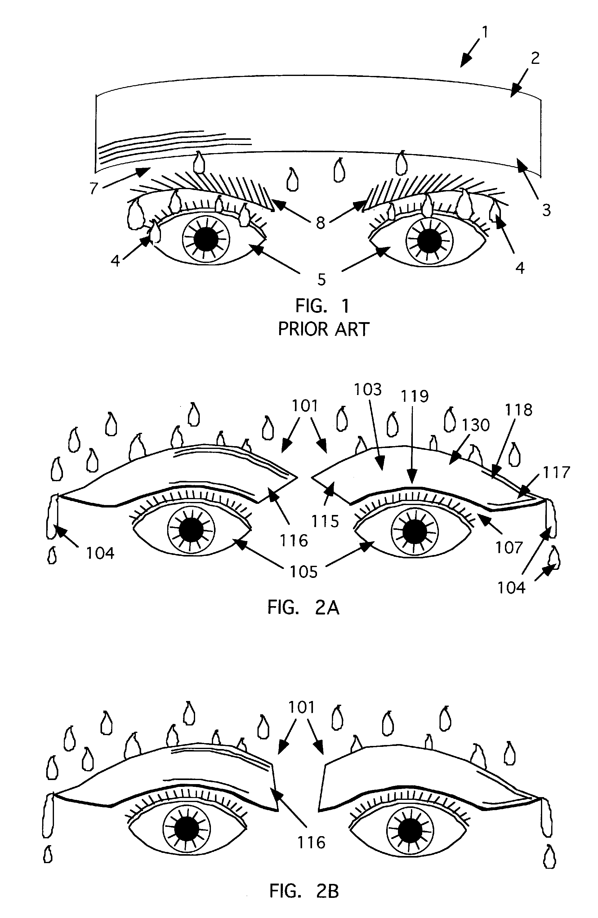 Method and apparatus for diverting sweat, liquid, moisture or the like from an eye