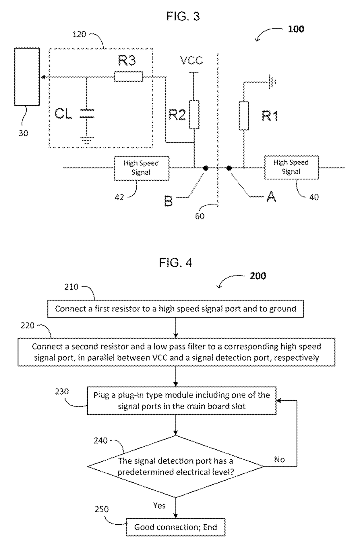 DC level detection circuit between high speed signal line connecting ports, a system including the circuit, and methods of making and using the same