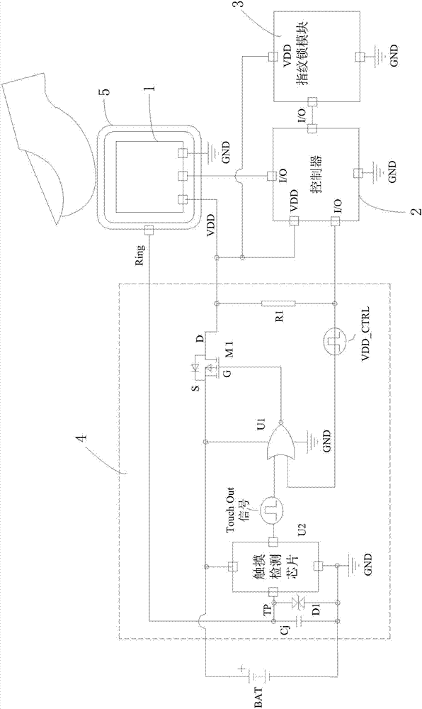 Embedded fingerprint identification device and method with ultralow stand-by power consumption