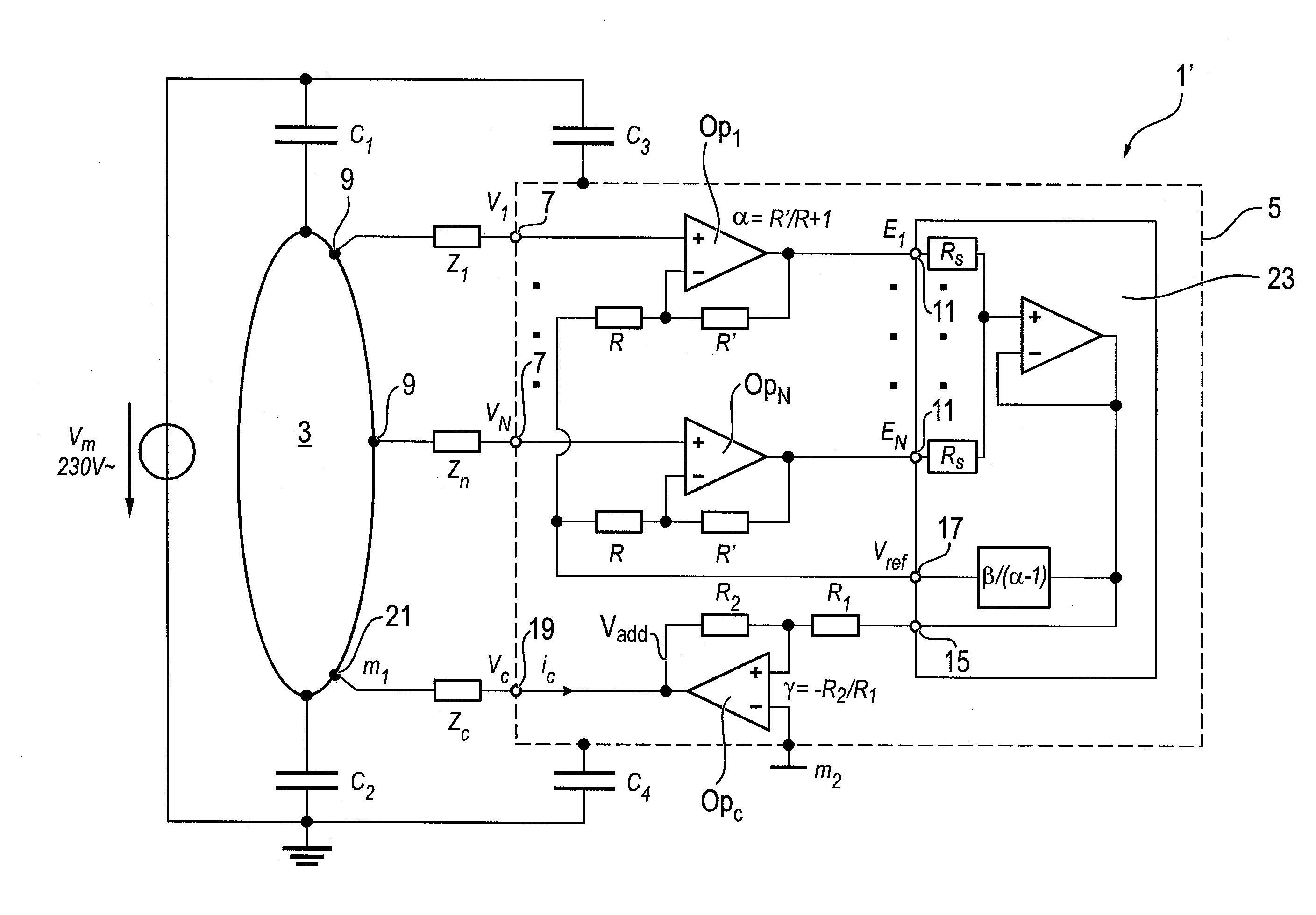 Device for detecting electric potentials