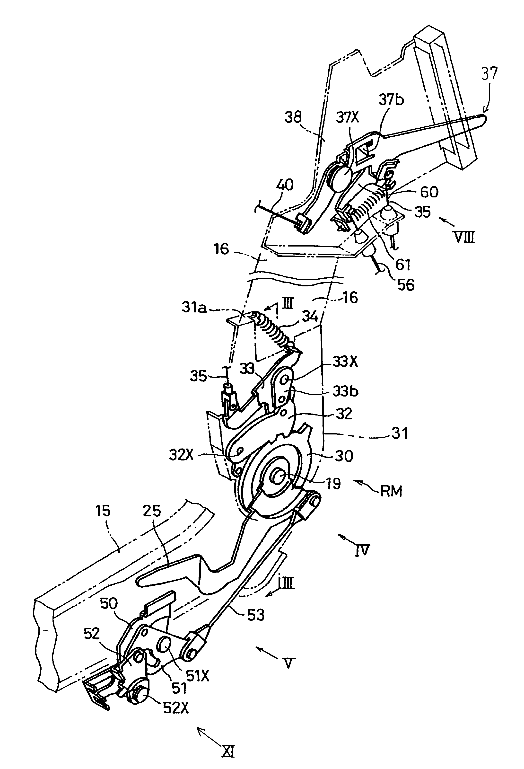 Reclining mechanism of a reclining seat