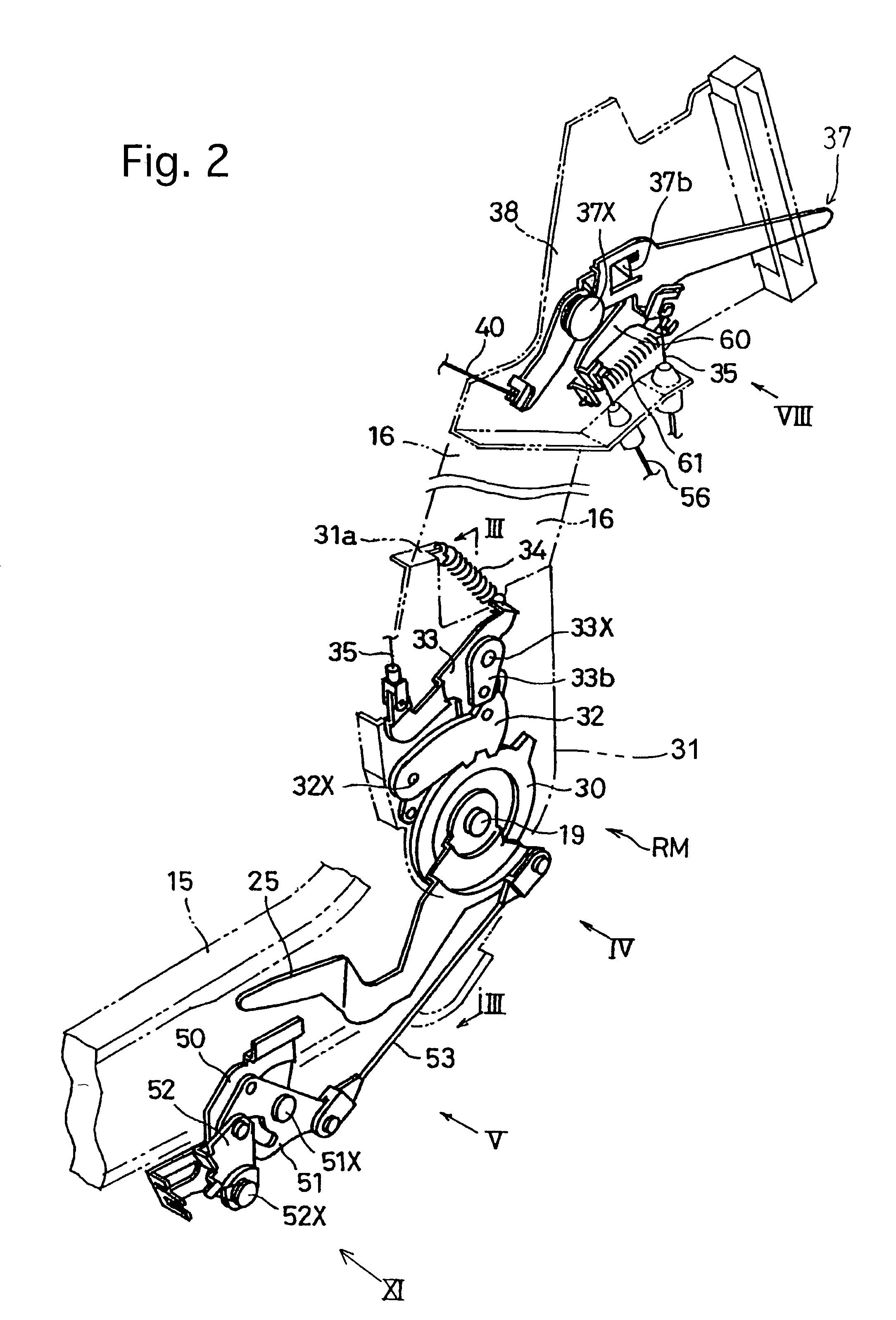 Reclining mechanism of a reclining seat