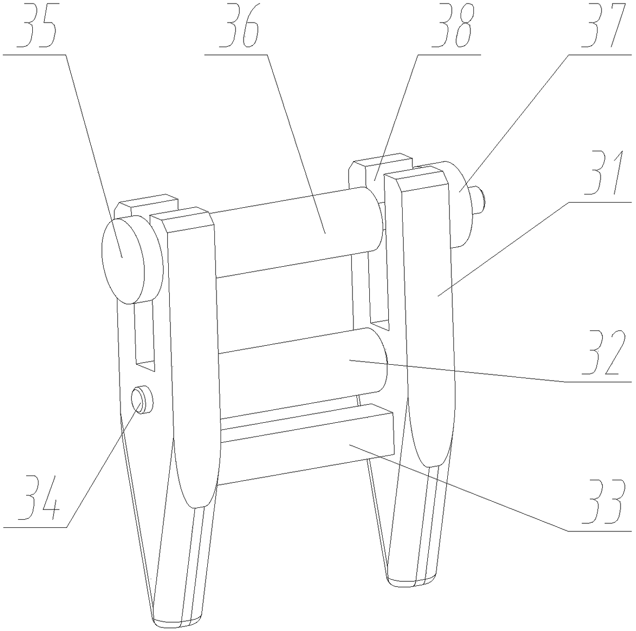 Reel irrigator water pipe fixing device