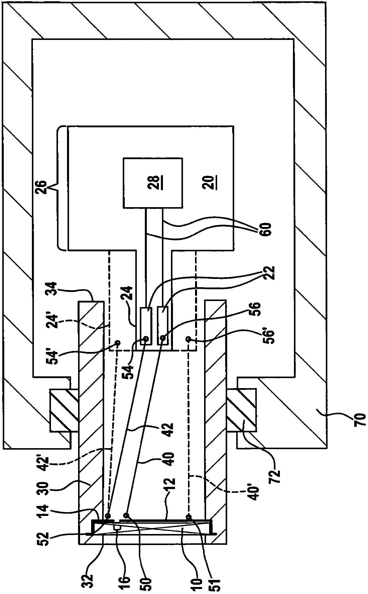 Ultrasonic transducer with piezoelectric element and distance sensor