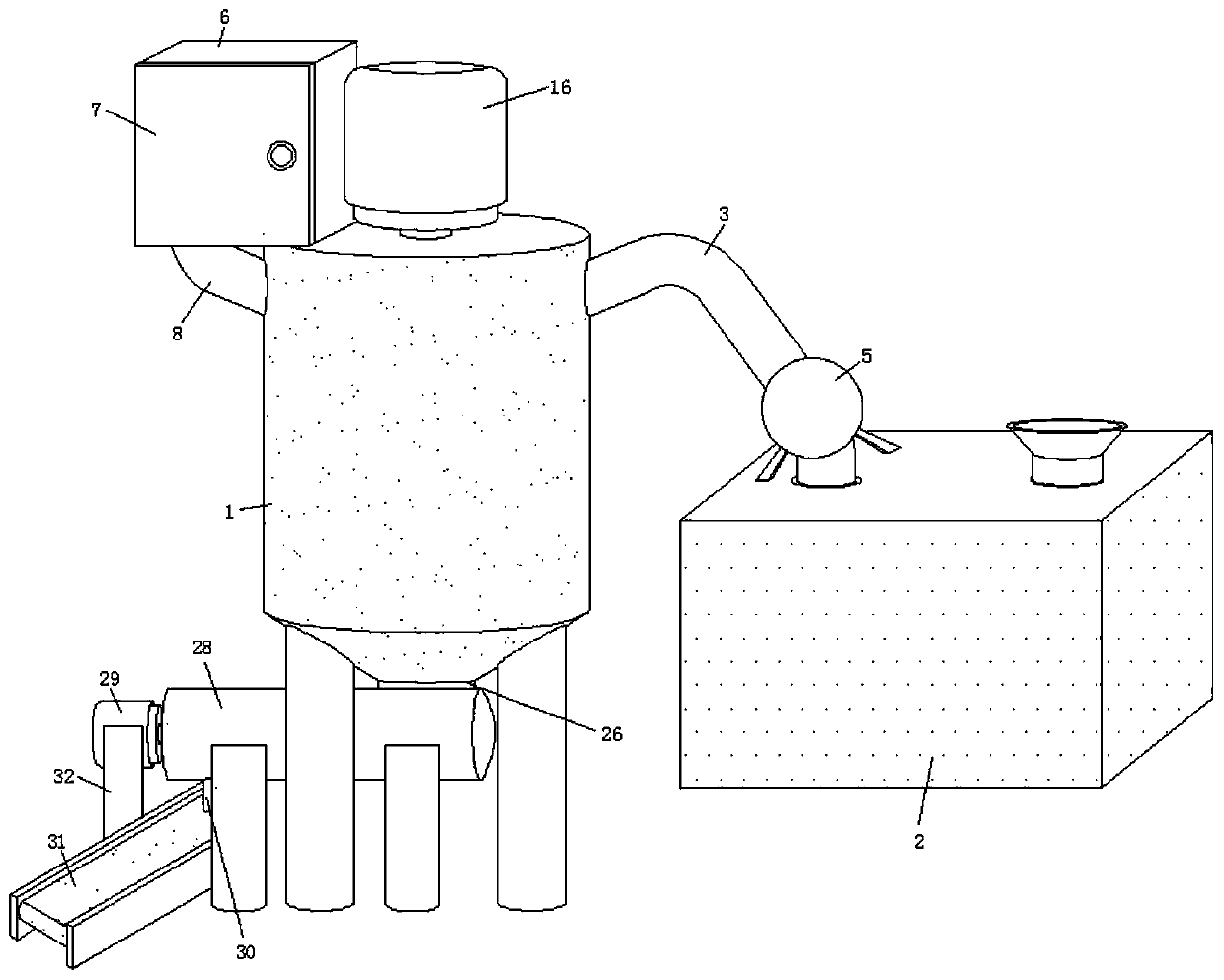 Easy-to-clean material mixing device used for production of bagged mini breads