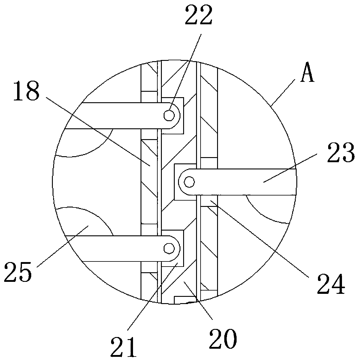 Easy-to-clean material mixing device used for production of bagged mini breads