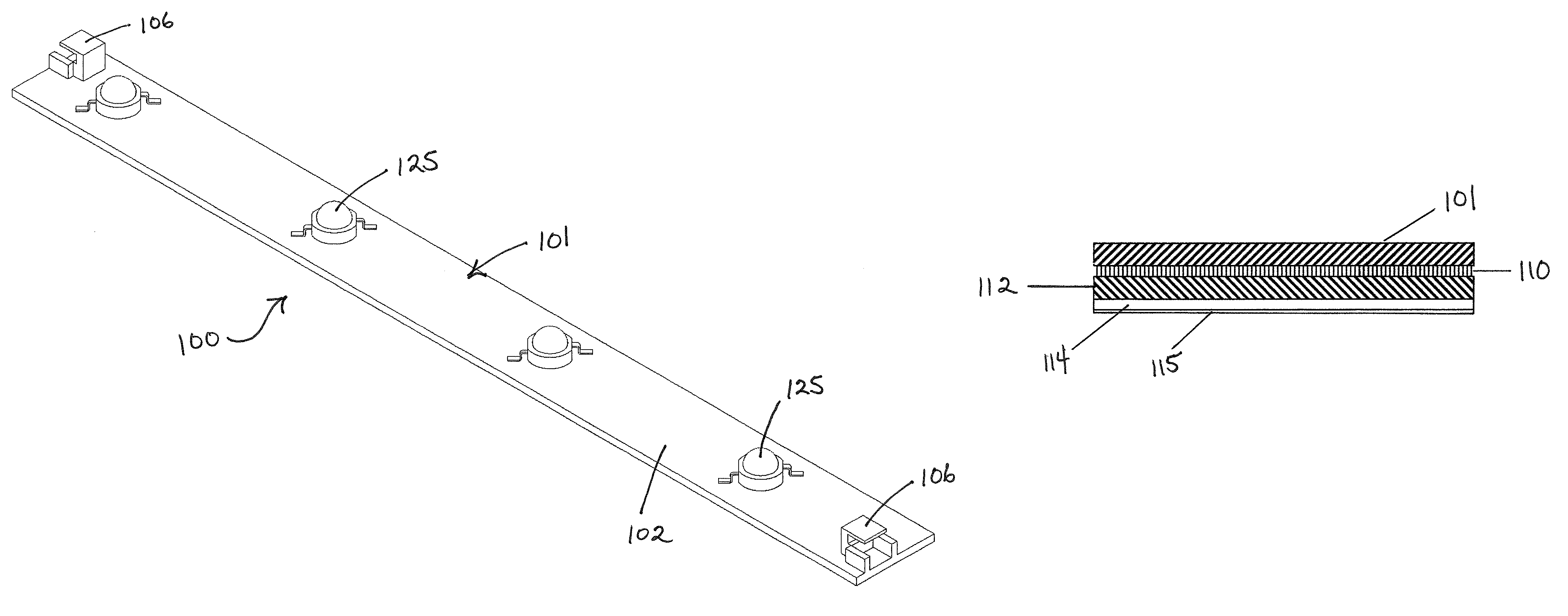 Layered structure for use with high power light emitting diode systems