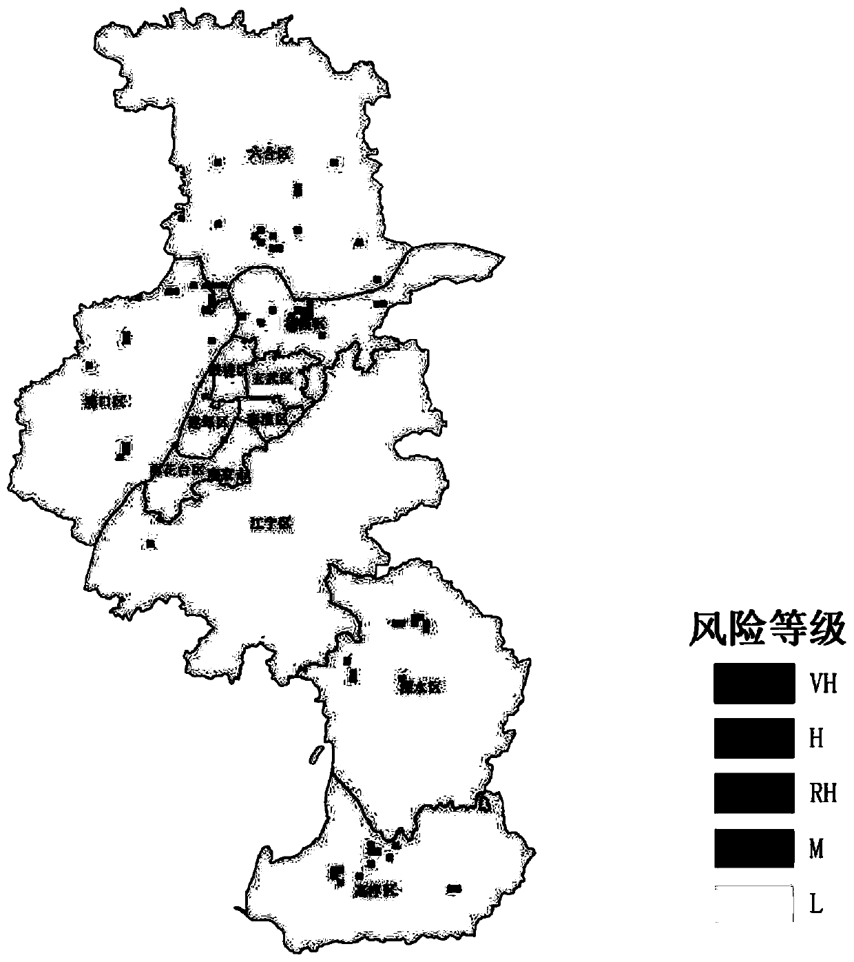 Regional gridding cumulative environmental risk assessment system and method based on risk field