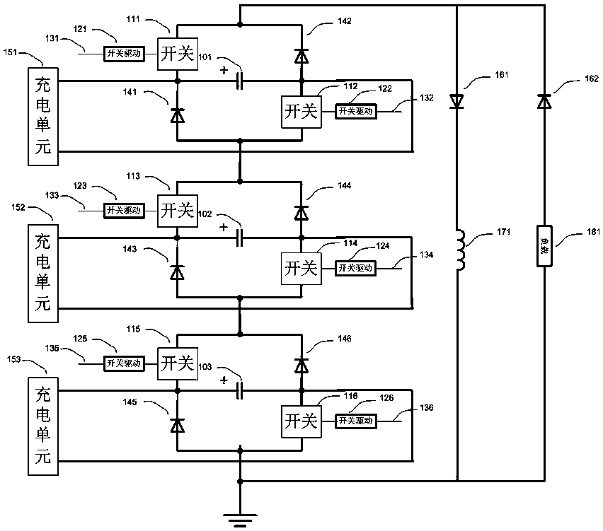 Full-solid-state high-voltage pulse current source with unipolar pulse output