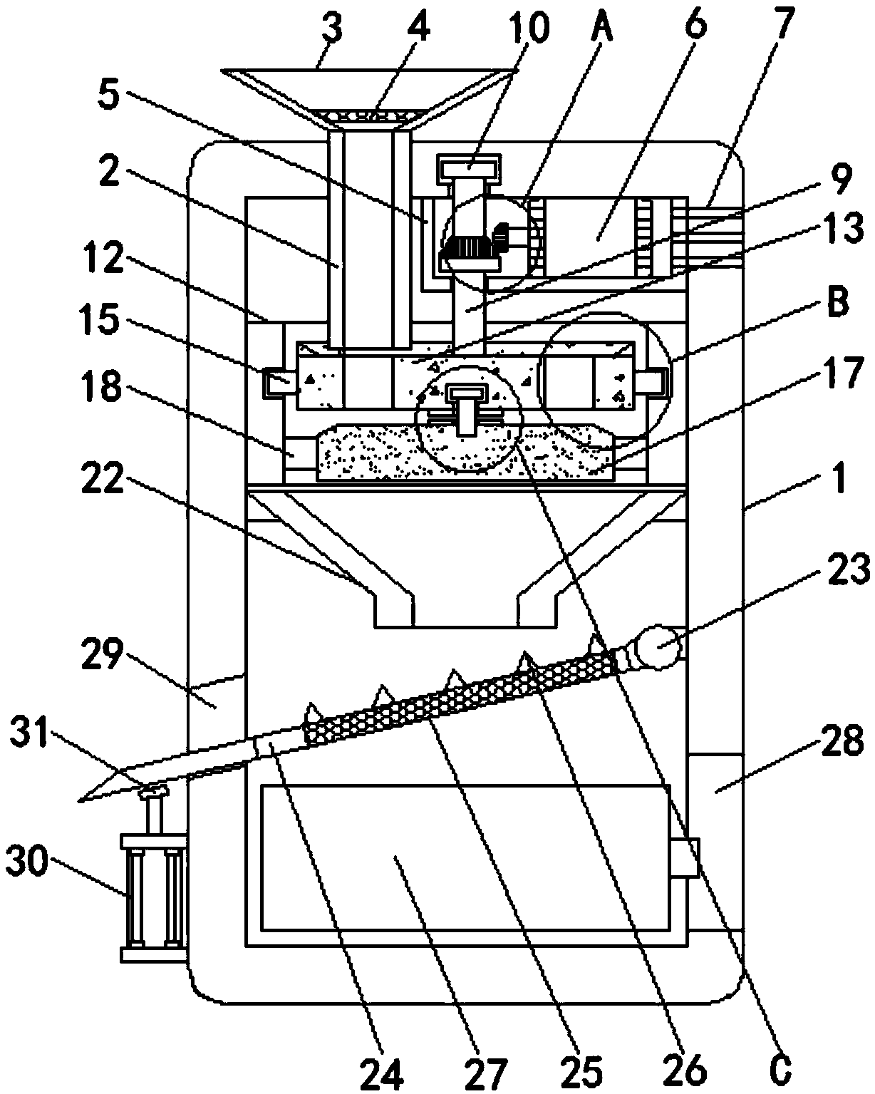 Cleaning device capable of conveniently cleaning wheat bran