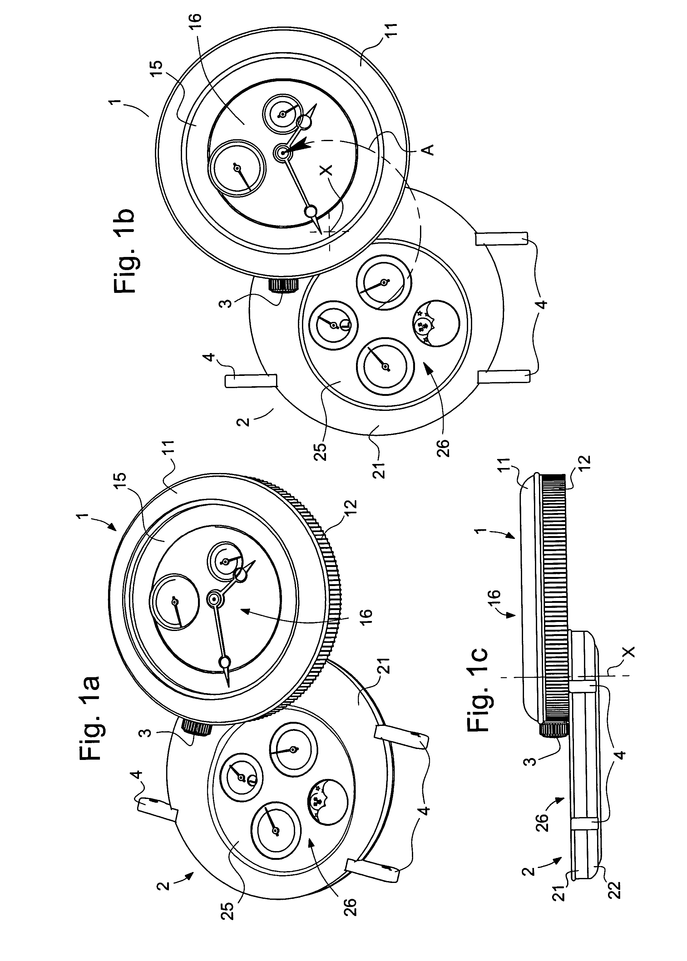 Timepiece including two cases able to pivot with respect to each other