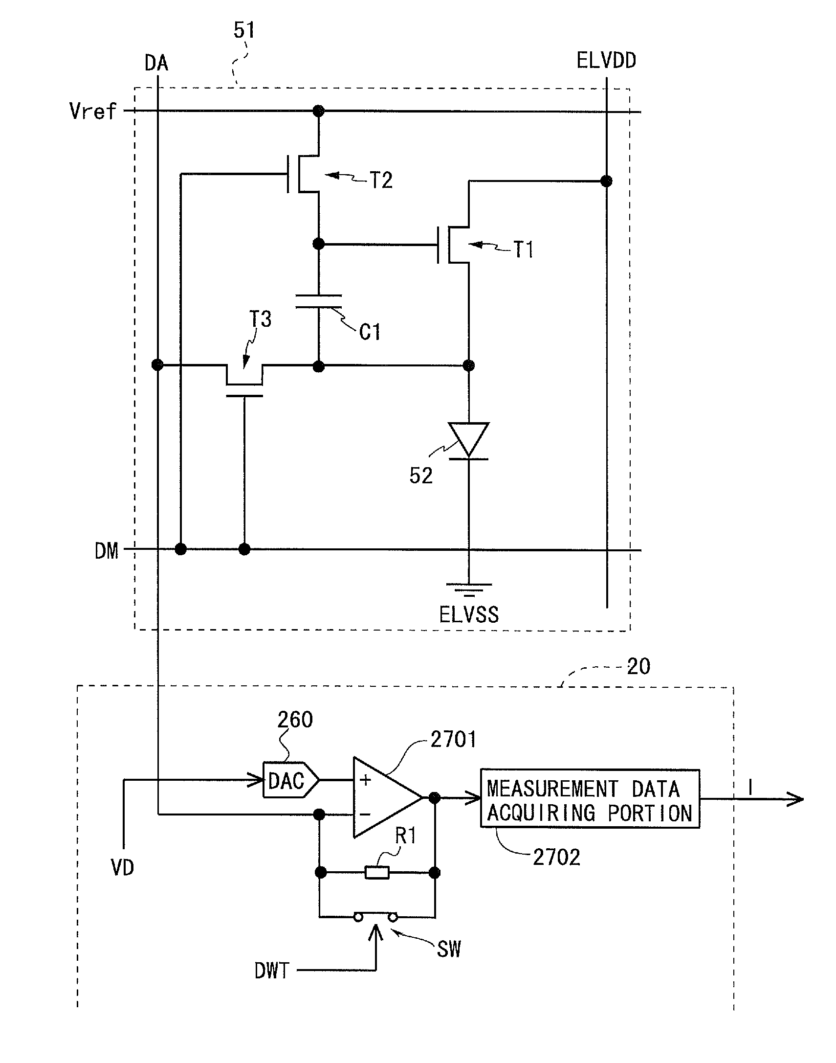 Display device, and data processing method in display device